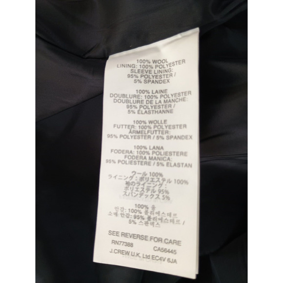 J. Crew Blazer Women 12P Navy Striped 1035 Super 120s Wool Career Jacket Pocket - Picture 14 of 14